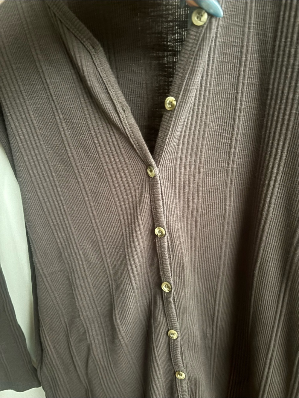 Pinkblush Ribbed Button-Front Cardigan Dress in Dark Brown - Picture 2 of 3